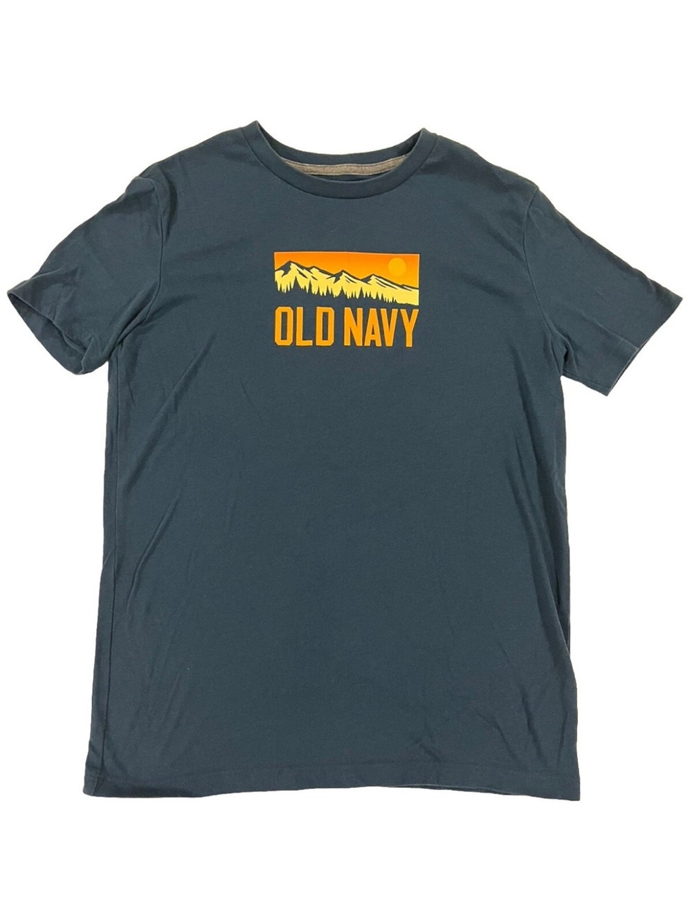 Old Navy Dark Blue Tee with Yellow Mountain Graphic